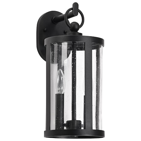 Nuvo Broadstone - 2 Light Large Wall Lantern - Matte Black with Clear Seeded Glass 60/8113